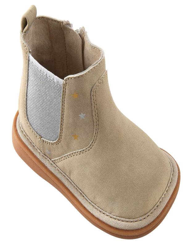 Mooshu Trainers Girls Ivory Bella Sparkle Stars Squeaky Boots 5-9 Toddler - SophiasStyle.com